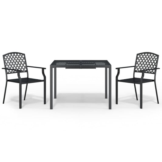 vidaXL 3 Piece Garden Dining Set Anthracite Steel