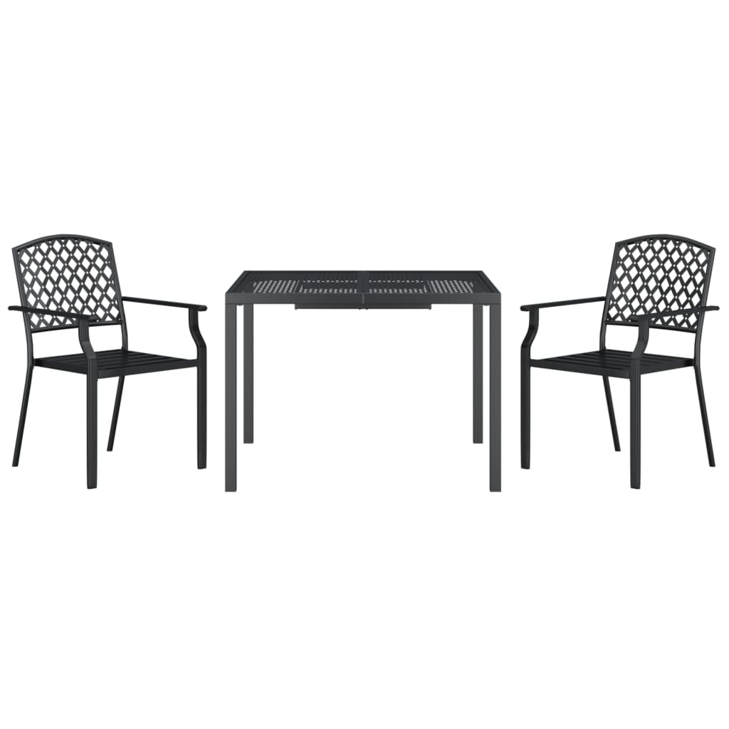 vidaXL 3 Piece Garden Dining Set Anthracite Steel