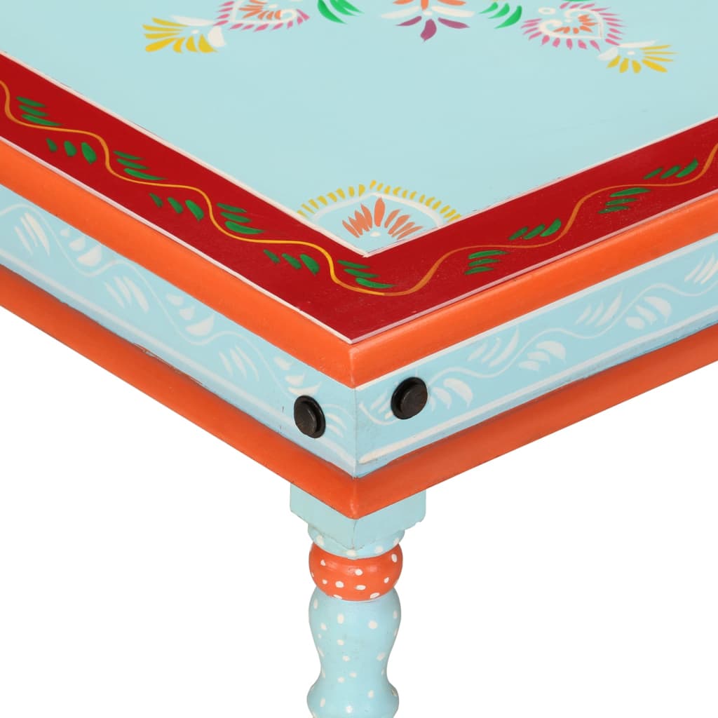vidaXL Coffee Table Blue Hand Painted Solid Wood Mango