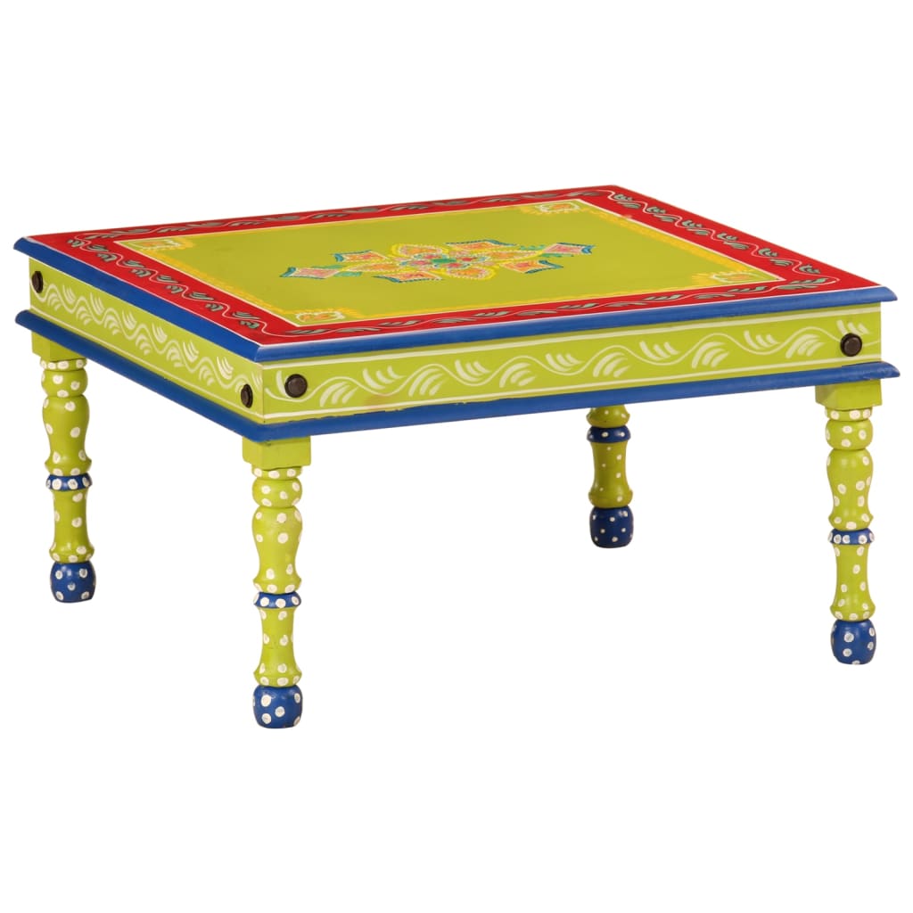 vidaXL Coffee Table Green Hand Painted Solid Wood Mango