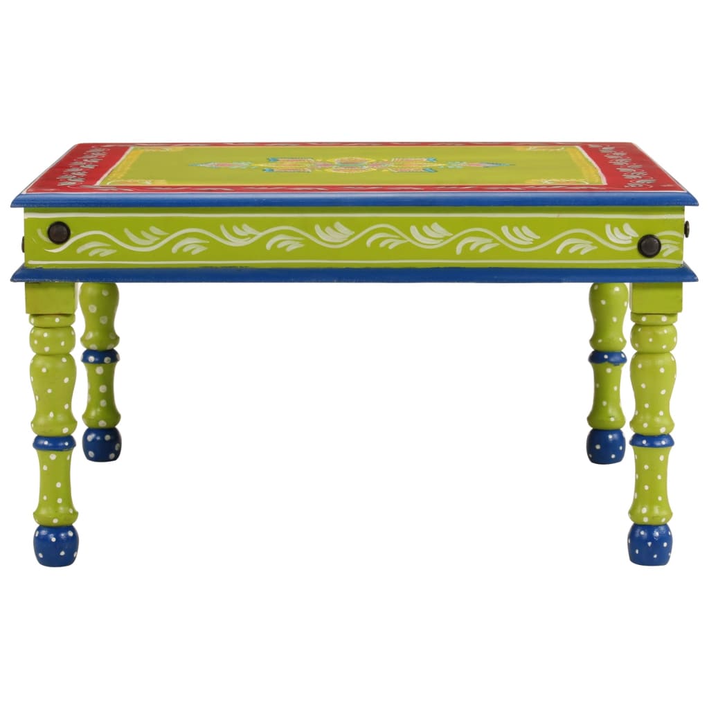 vidaXL Coffee Table Green Hand Painted Solid Wood Mango