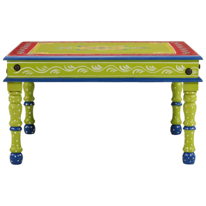 vidaXL Coffee Table Green Hand Painted Solid Wood Mango