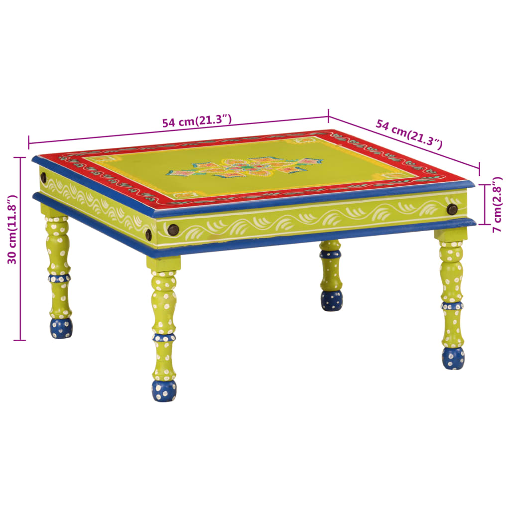 vidaXL Coffee Table Green Hand Painted Solid Wood Mango