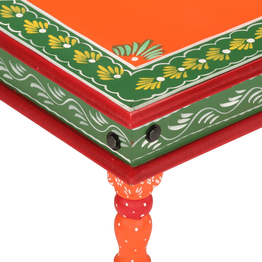vidaXL Coffee Table Orange Hand Painted Solid Wood Mango