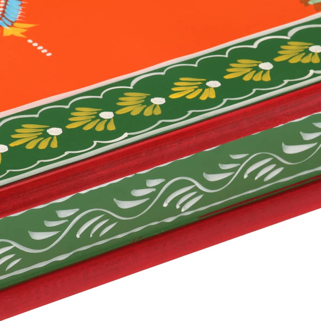 vidaXL Coffee Table Orange Hand Painted Solid Wood Mango