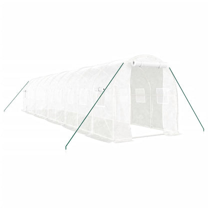 vidaXL Greenhouse with Steel Frame White 20 m² 10x2x2 m