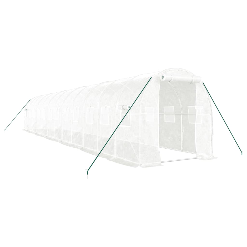 vidaXL Greenhouse with Steel Frame White 24 m² 12x2x2 m