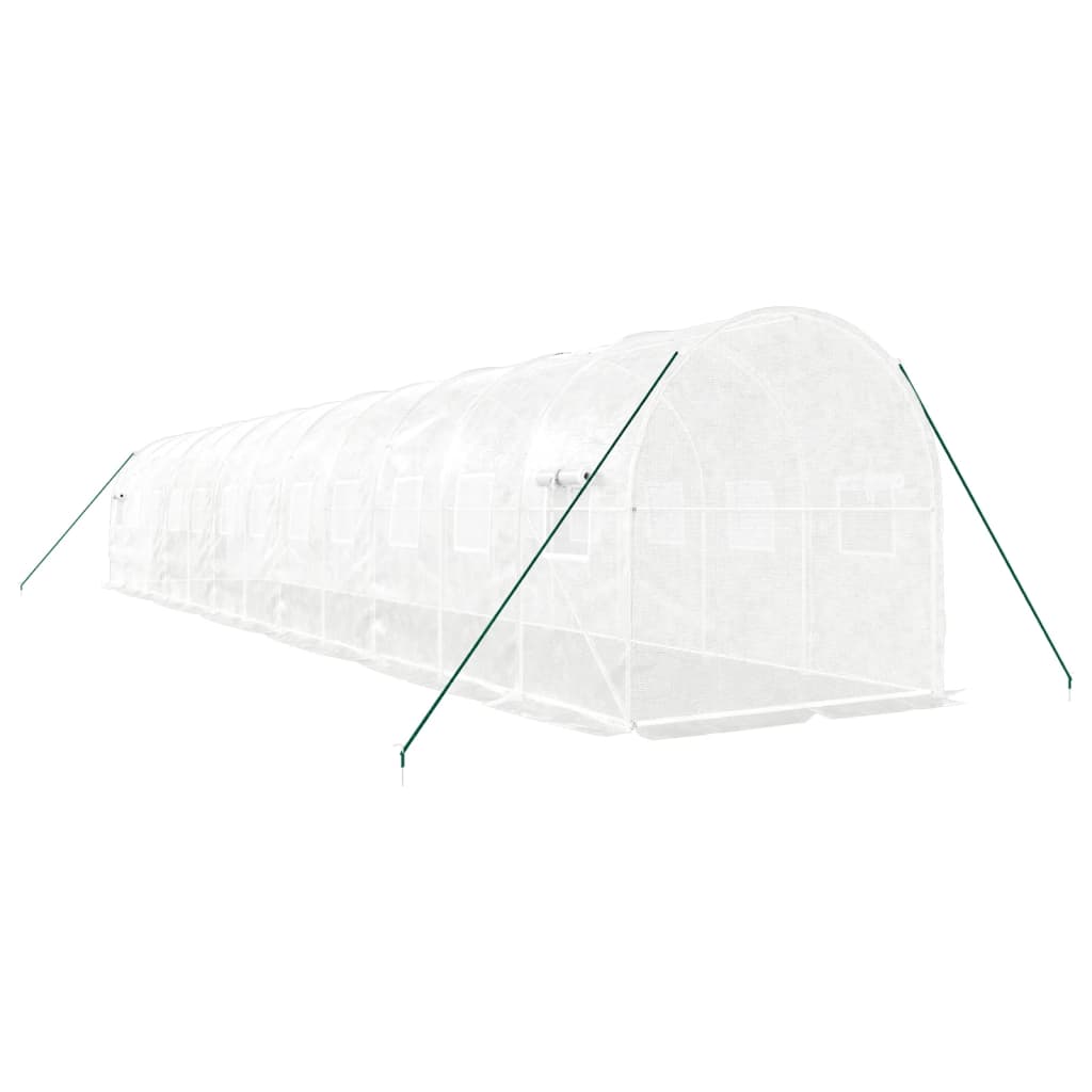 vidaXL Greenhouse with Steel Frame White 24 m² 12x2x2 m