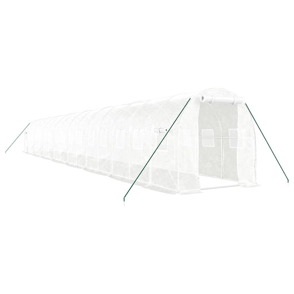 vidaXL Greenhouse with Steel Frame White 32 m² 16x2x2 m
