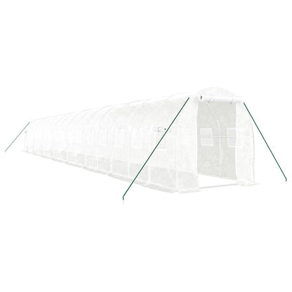 vidaXL Greenhouse with Steel Frame White 32 m² 16x2x2 m