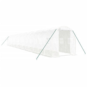 vidaXL Greenhouse with Steel Frame White 32 m² 16x2x2 m