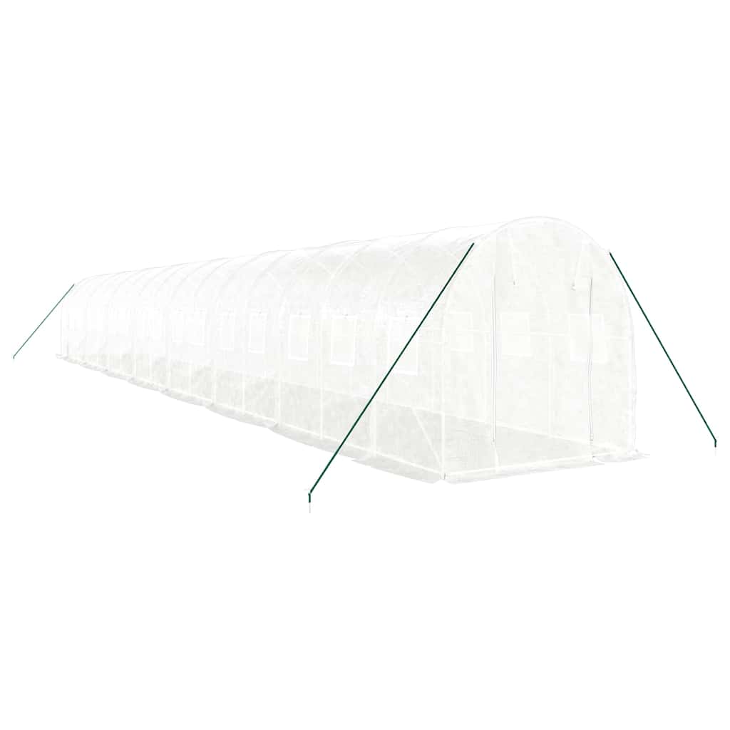 vidaXL Greenhouse with Steel Frame White 32 m² 16x2x2 m