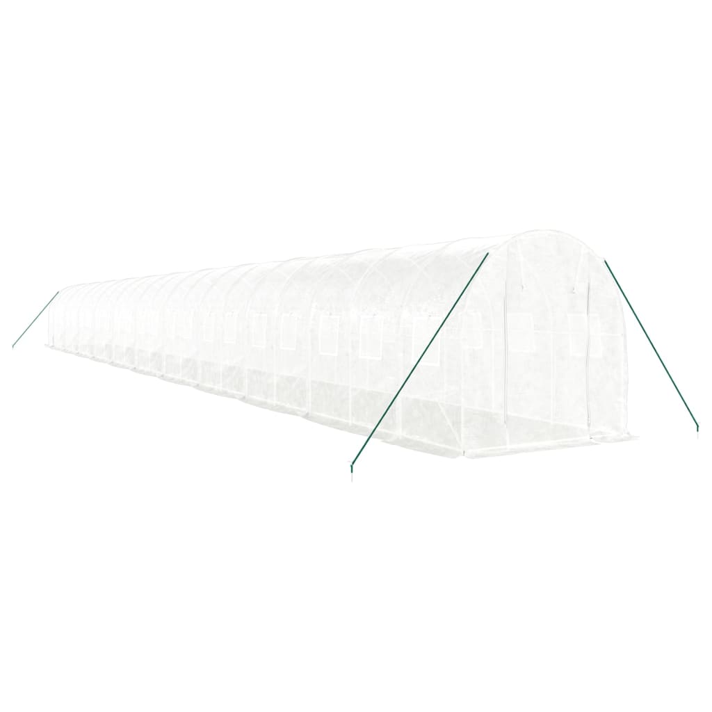 vidaXL Greenhouse with Steel Frame White 44 m² 22x2x2 m