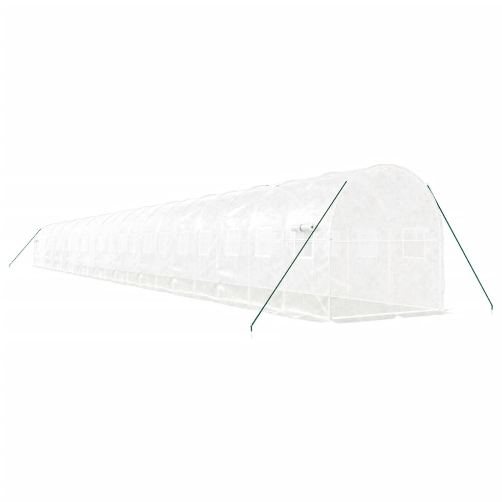 vidaXL Greenhouse with Steel Frame White 44 m² 22x2x2 m