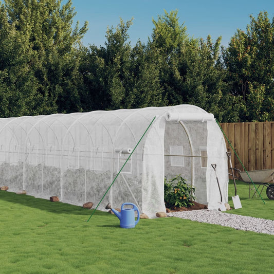 vidaXL Greenhouse with Steel Frame White 44 m² 22x2x2 m