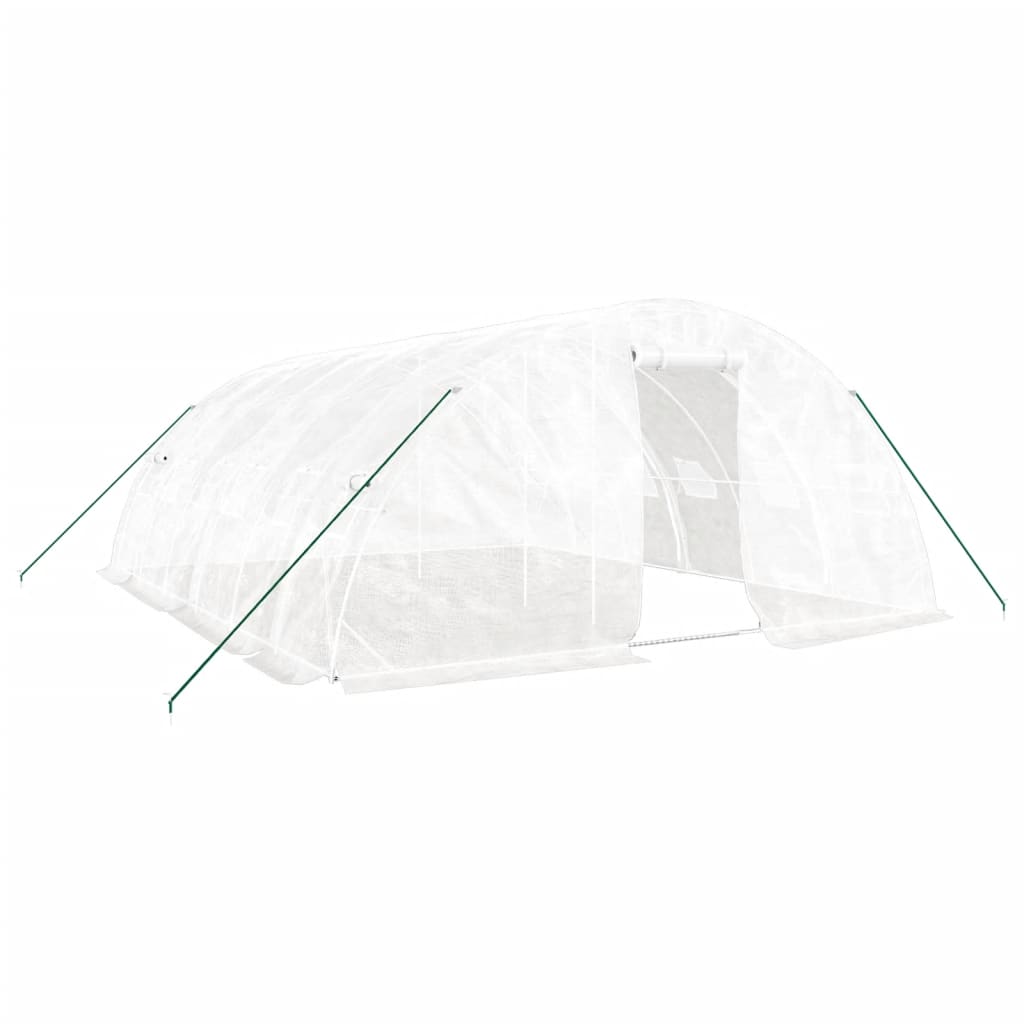 vidaXL Greenhouse with Steel Frame White 30 m² 6x5x2.3 m
