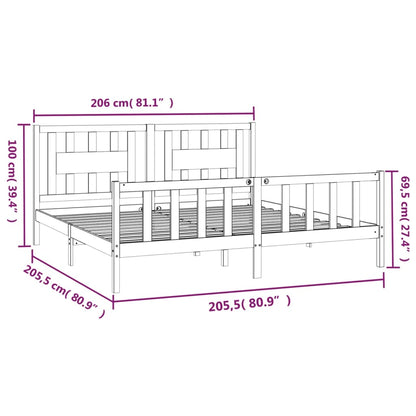 vidaXL Bed Frame without Mattress Black Solid Wood Pine 200x200 cm