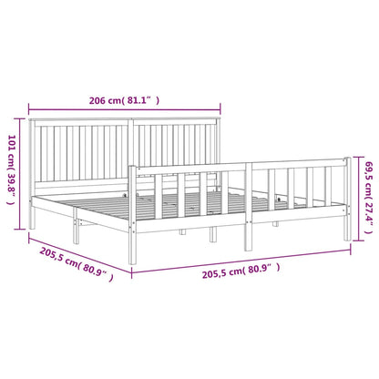 vidaXL Bed Frame without Mattress Black 200x200 cm Solid Wood Pine