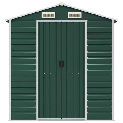 vidaXL Garden Shed Green 191x385x198 cm Galvanised Steel