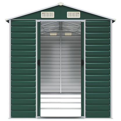 vidaXL Garden Shed Green 191x385x198 cm Galvanised Steel