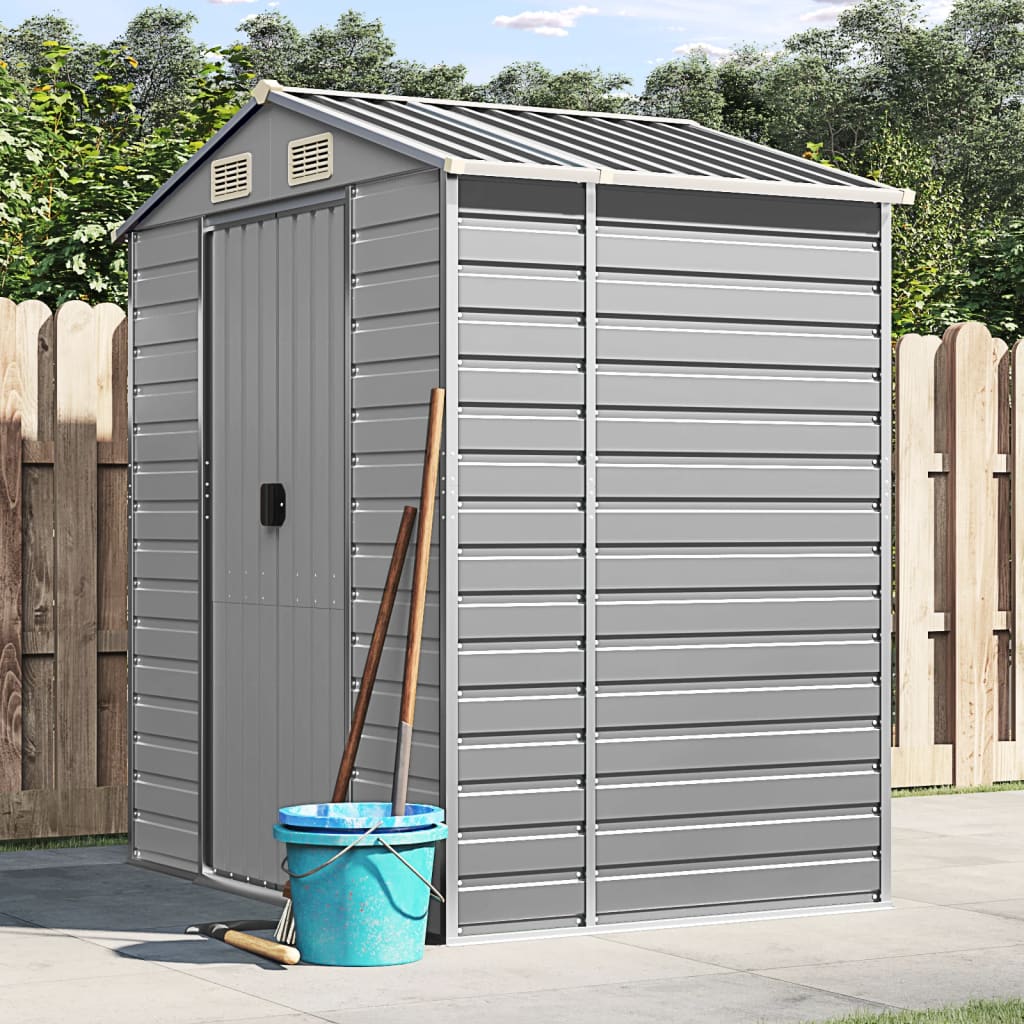 vidaXL Garden Shed | Light grey | Galvanised steel | 191x130x198 cm