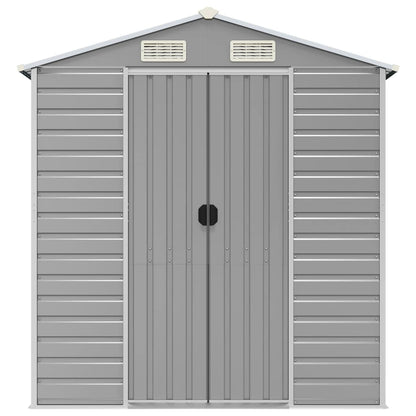 vidaXL Garden Shed Light Grey 191x215x198 cm Galvanised Steel