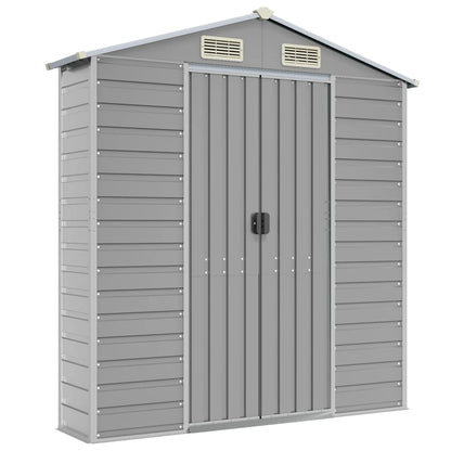 vidaXL Garden Shed Light Grey 191x215x198 cm Galvanised Steel