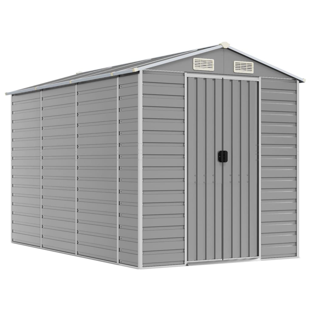 vidaXL Garden Shed | Light Grey | Galvanised Steel | Medium | Garden Shed