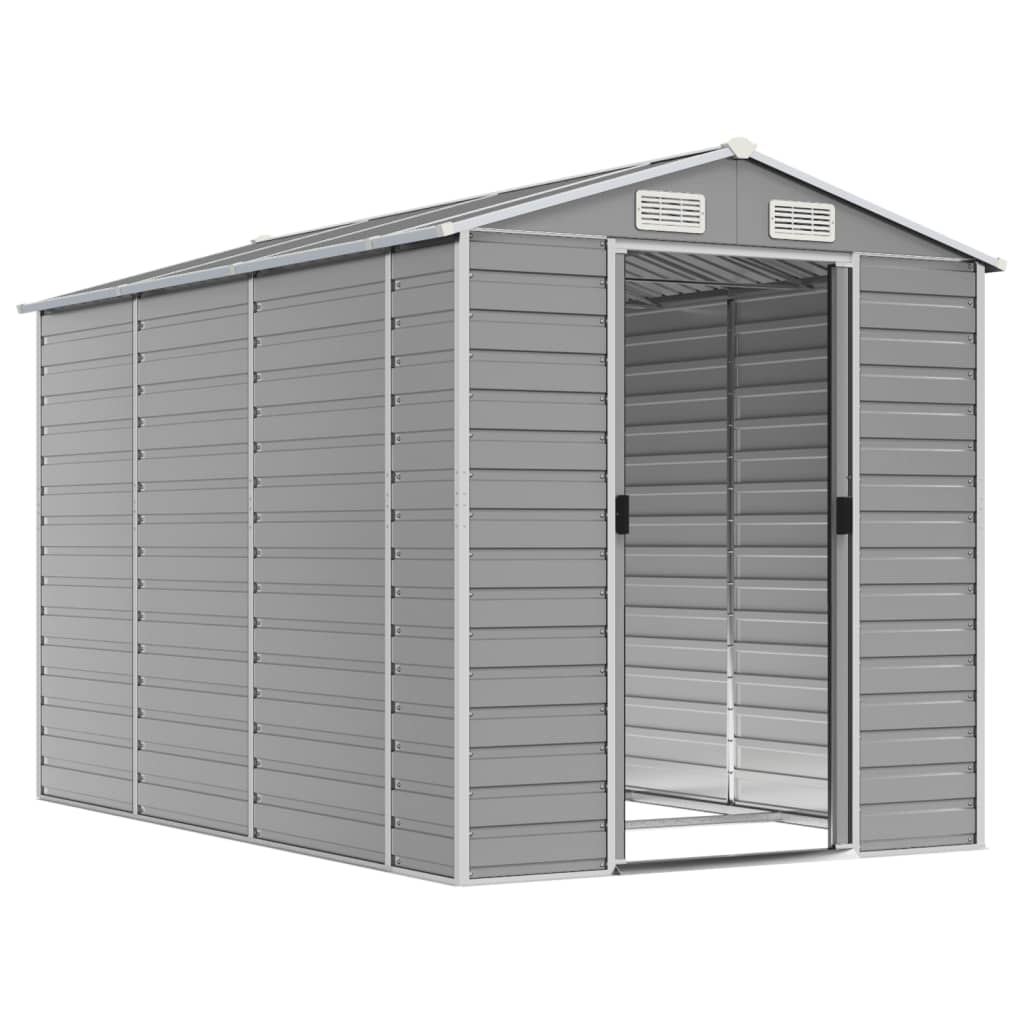 vidaXL Garden Shed | Light Grey | Galvanised Steel | Medium | Garden Shed