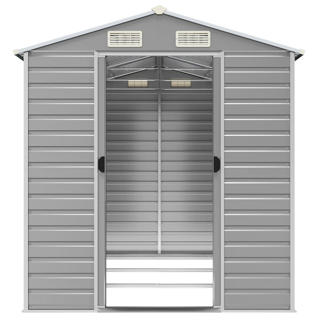 vidaXL Garden Shed | Light Grey | Galvanised Steel | Medium | Garden Shed