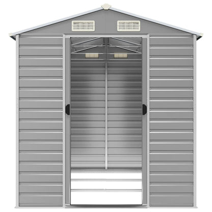 vidaXL Garden Shed | Light Grey | Galvanised Steel | Medium | Garden Shed