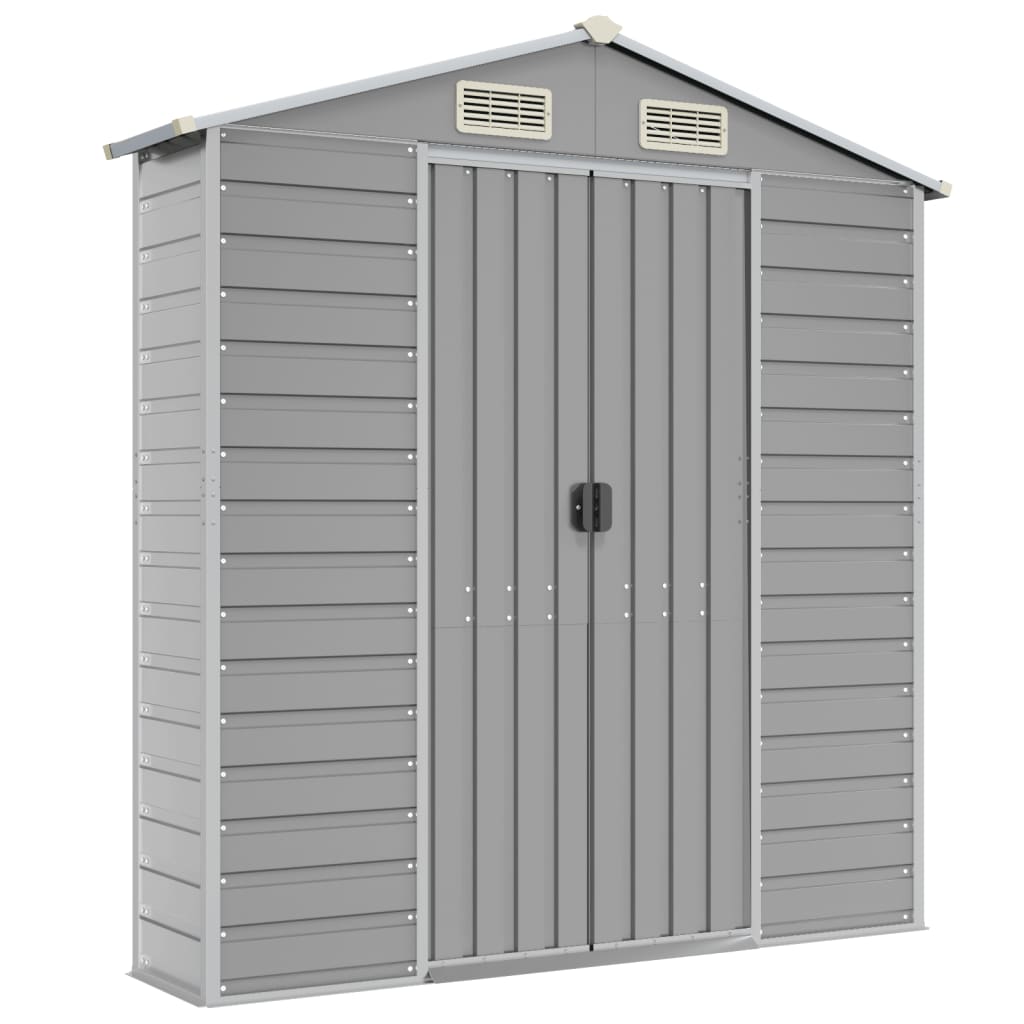 vidaXL Garden Shed | Light Grey | Galvanised Steel | Medium | Garden Shed