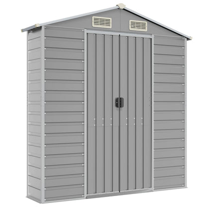 vidaXL Garden Shed | Light Grey | Galvanised Steel | Medium | Garden Shed