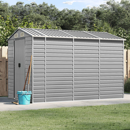 vidaXL Garden Shed | Light Grey | Galvanised Steel | Medium | Garden Shed