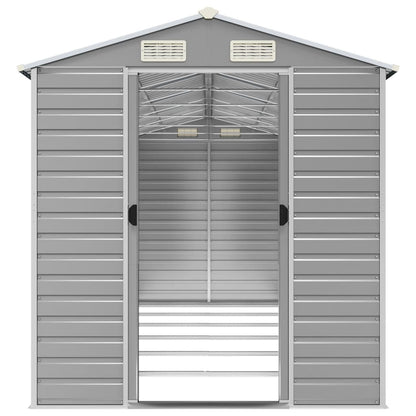 vidaXL Garden Shed Light Grey 191x555x198 cm Galvanised Steel