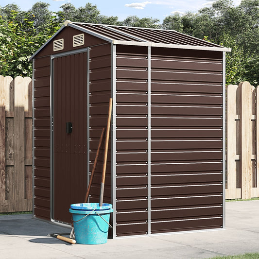 vidaXL Garden Shed | Brown | Galvanised Steel | Medium | Garden Shed