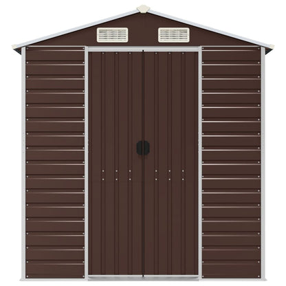 vidaXL Garden Shed Brown 191x215x198 cm Galvanised Steel