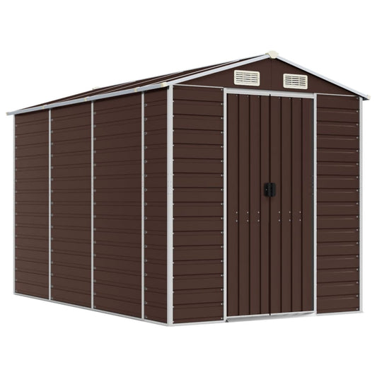 vidaXL Garden Shed | Brown | Galvanised Steel | 191 x 300 x 198 cm | Garden Shed