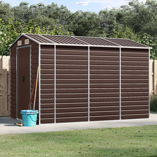 vidaXL Garden Shed | Brown | Galvanised Steel | 191 x 300 x 198 cm | Garden Shed