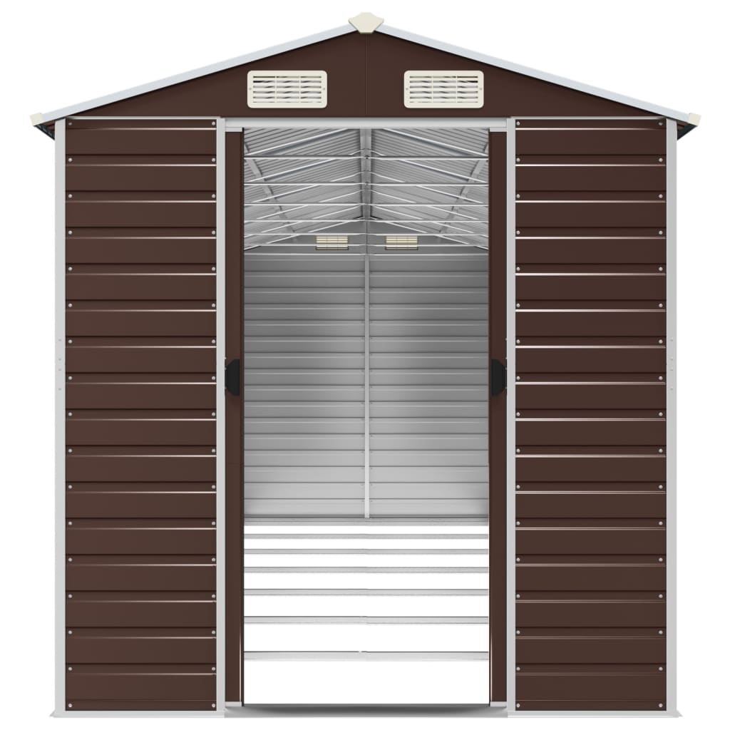 vidaXL Garden Shed Brown 191x640x198 cm Galvanised Steel