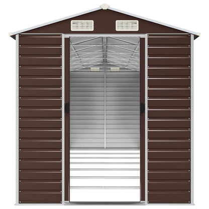 vidaXL Garden Shed Brown 191x640x198 cm Galvanised Steel