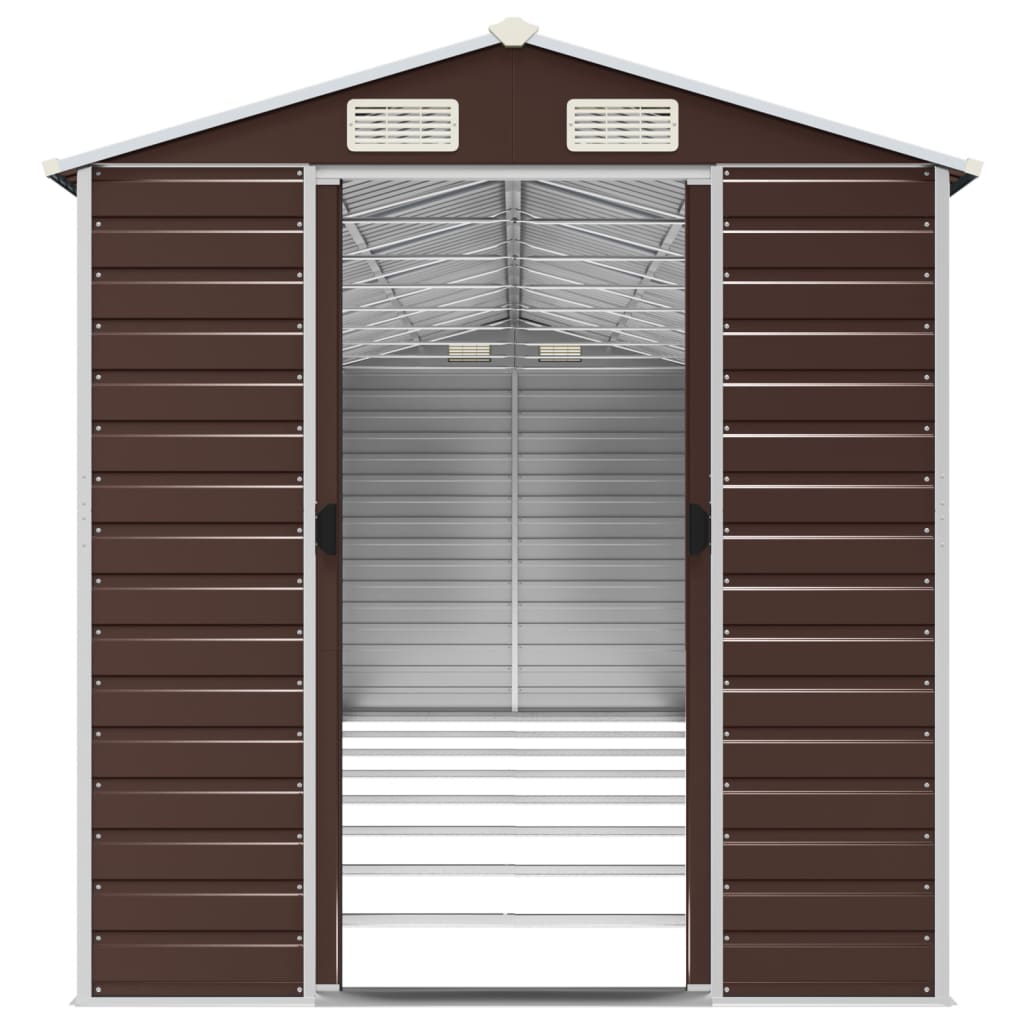 vidaXL Garden Shed Brown 191x725x198 cm Galvanised Steel