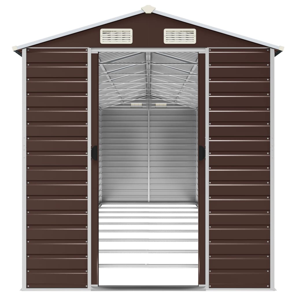 vidaXL Garden Shed Brown 191x810x198 cm Galvanised Steel