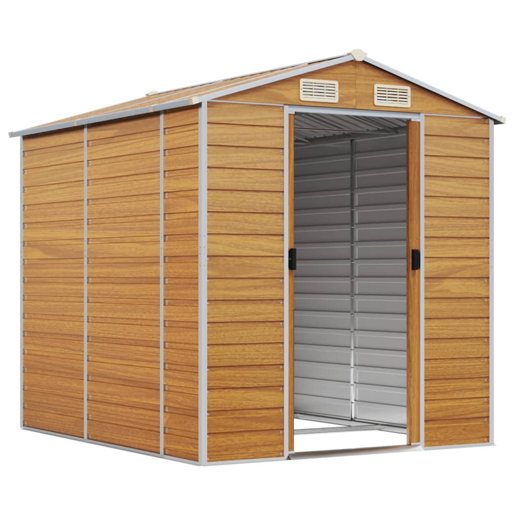vidaXL Garden Shed Light Brown 191x215x198 cm Galvanised Steel