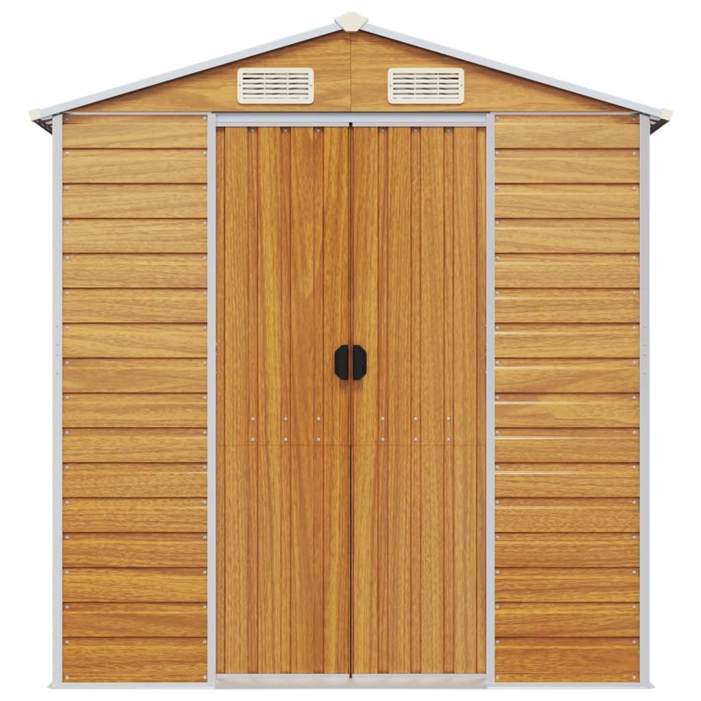 vidaXL Garden Shed Light Brown 191x215x198 cm Galvanised Steel