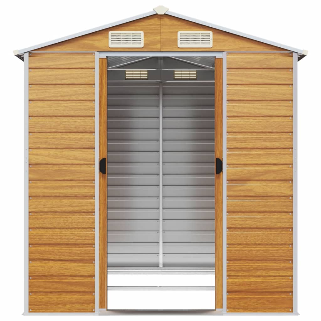 vidaXL Garden Shed Light Brown 191x215x198 cm Galvanised Steel