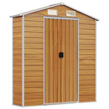vidaXL Garden Shed Light Brown 191x215x198 cm Galvanised Steel