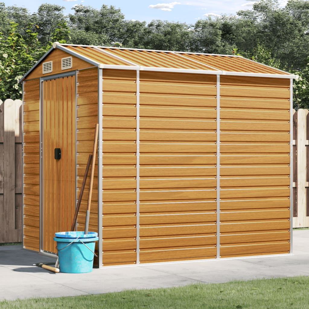 vidaXL Garden Shed Light Brown 191x215x198 cm Galvanised Steel