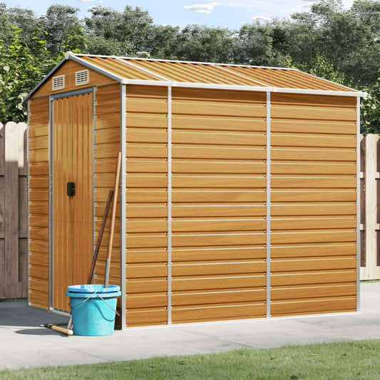 vidaXL Garden Shed Light Brown 191x215x198 cm Galvanised Steel
