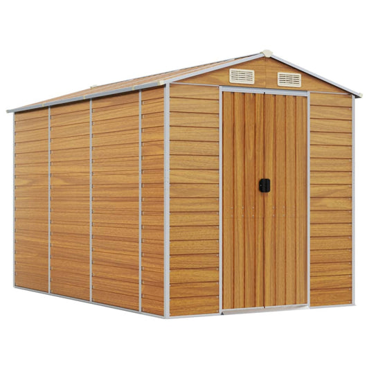 vidaXL Garden Shed | Light Brown | Galvanised Steel | 191x300x198 cm